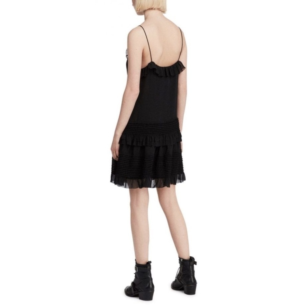 NWT All Saints Sanse Tiered Frilly Mini Dress in Black Sz. 4 - Picture 5 of 5